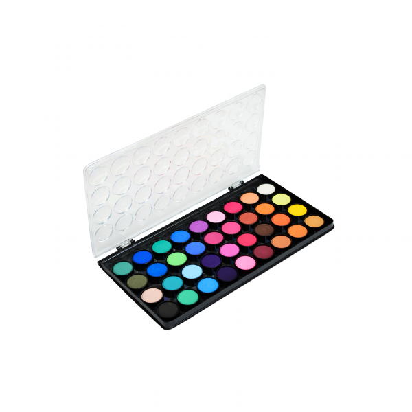 side view of Niji Aquarelle 36 color watercolor palette