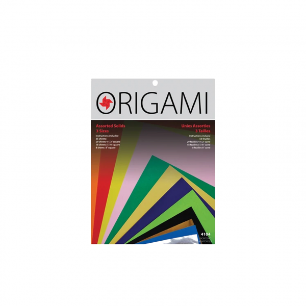 4104 – Origami Assortment, Medium, 55 sheets: 4 1/2″, 5 7/8″ and 8” square