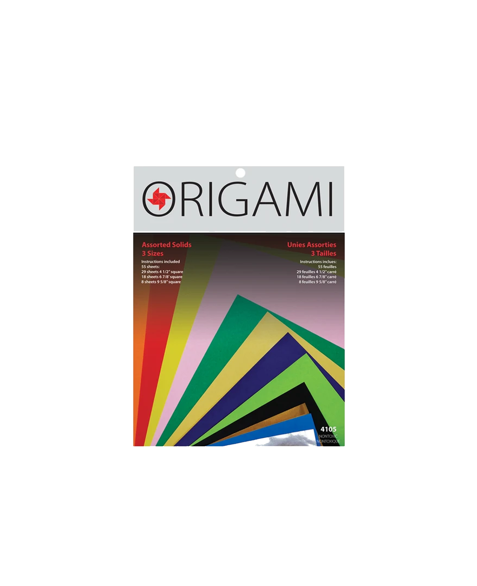 4105 – Origami Assortment, Large, 55 sheets: 4 1/2″, 6 7/8″ and 9