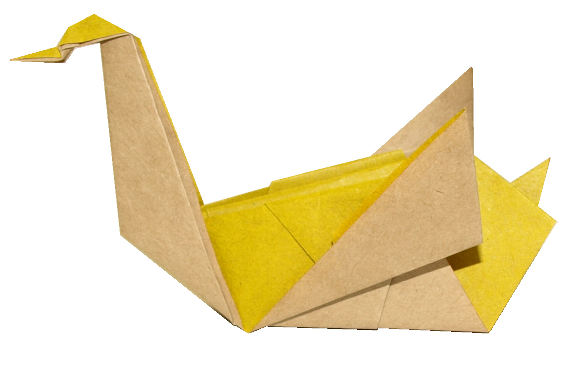 yellow origami swan