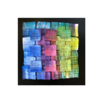multicolored encaustic 6JM washi paper folded into a square patterned origami design