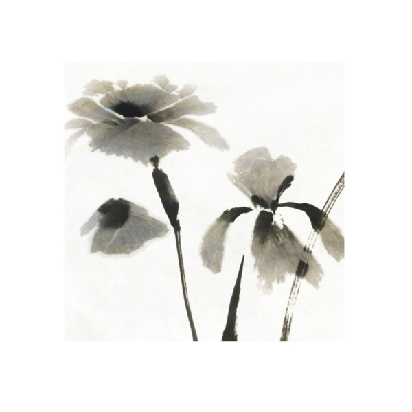 Sumi-e irises painted on 6JM paper