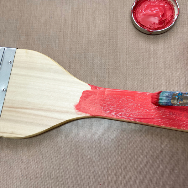 BFC7 brush being painted red for decoupage project