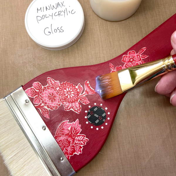 BFC7 brush being decorated with decoupage detail