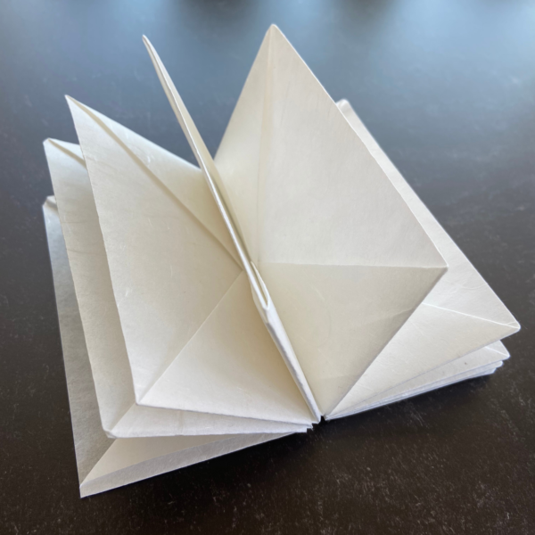 Folded accordion book made of Unryu fiber paper