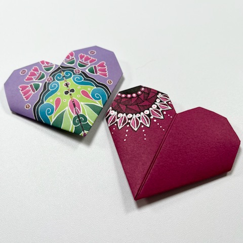 patterned origami hearts