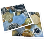 two square abstract watercolor doodles