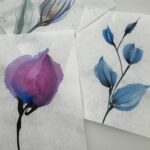 gansai flowers on mashi paper