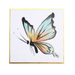 watercolor painting of a butterfly on a 3" x 3" gasen shikishi board