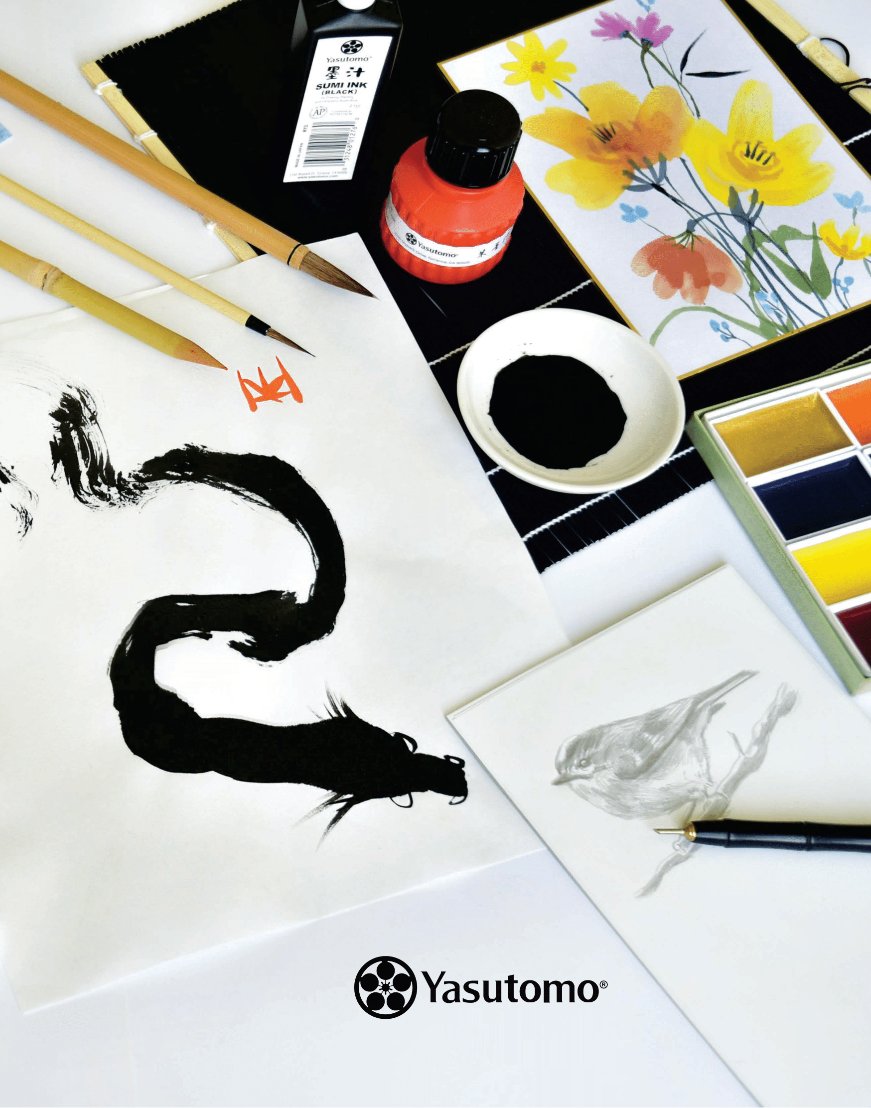 Yasutomo Sumi-e Watercolor Black
