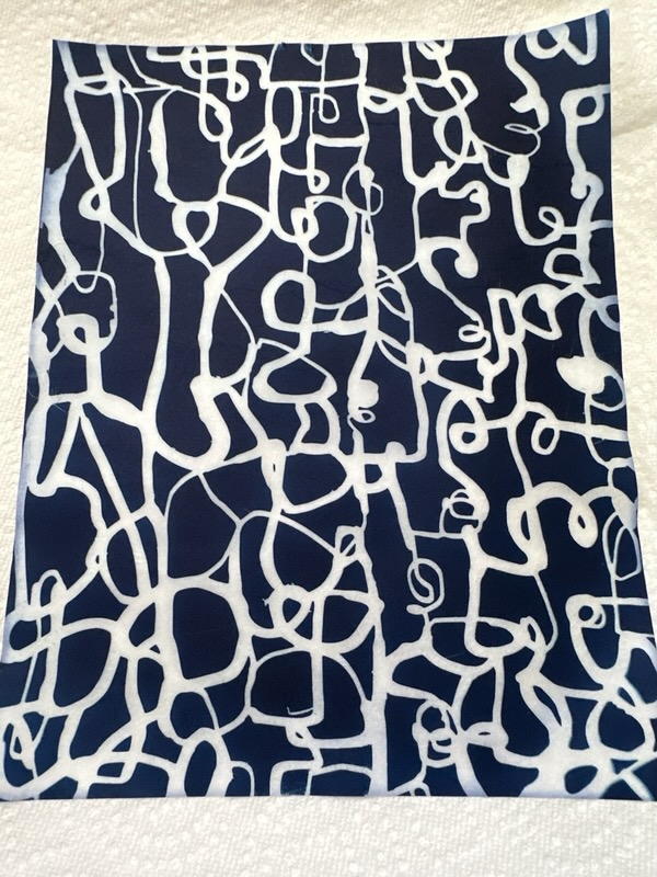 abstract scribbles cyanotype on washi paper