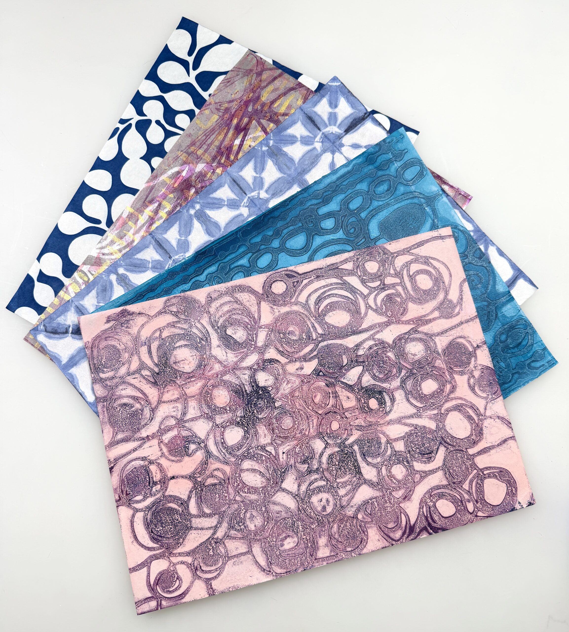 spread of colorful printed washi papers