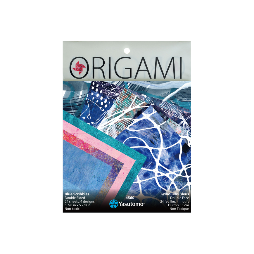 package of blue scribbles double sided origami