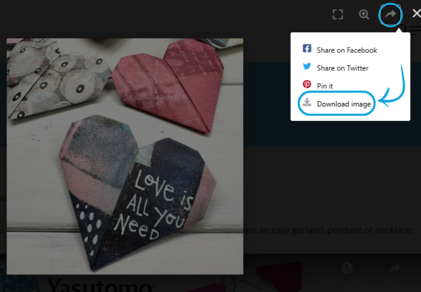 screenshot showing how to download an image from the Yasutomo website