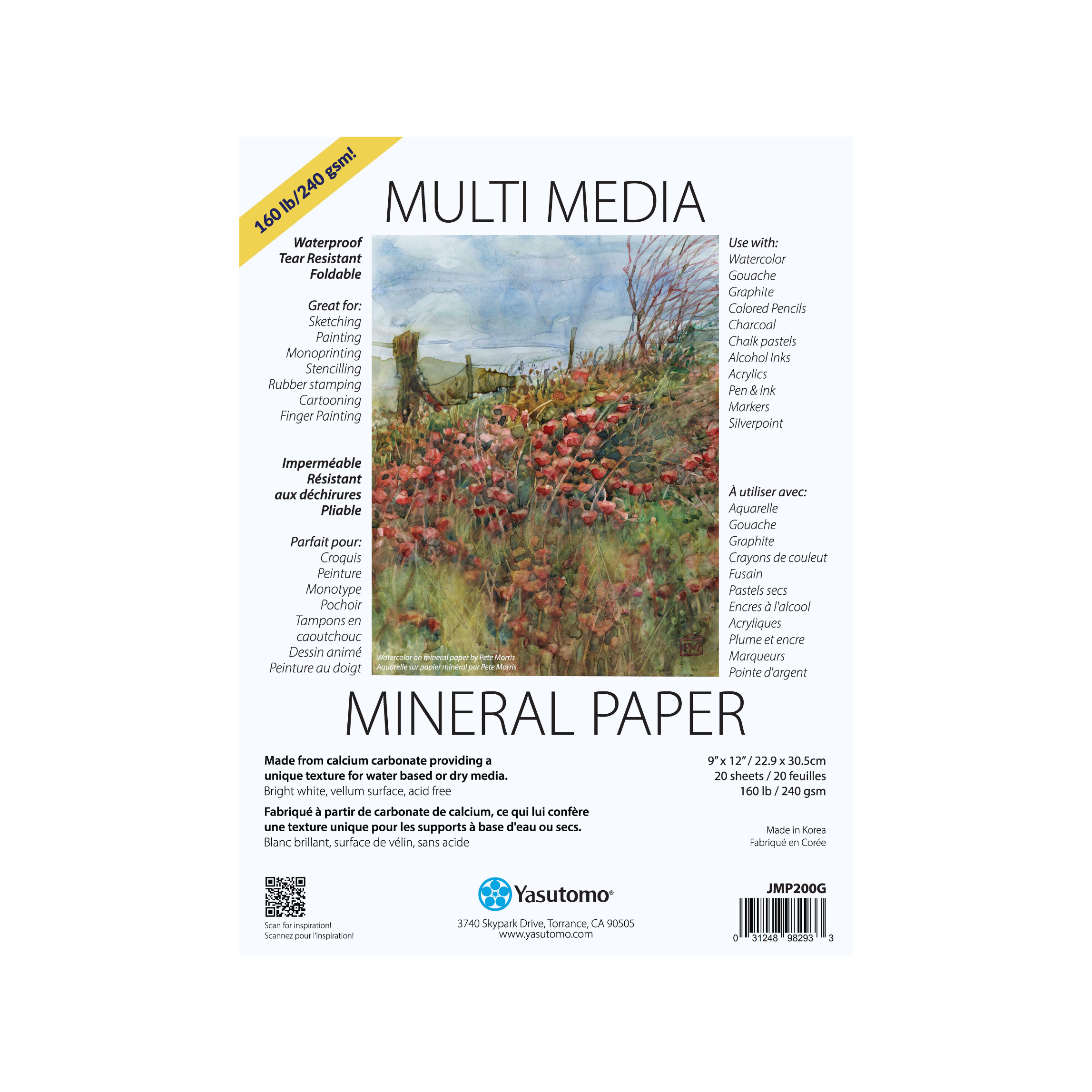 front cover of the 9" x 12" mineral paper pad