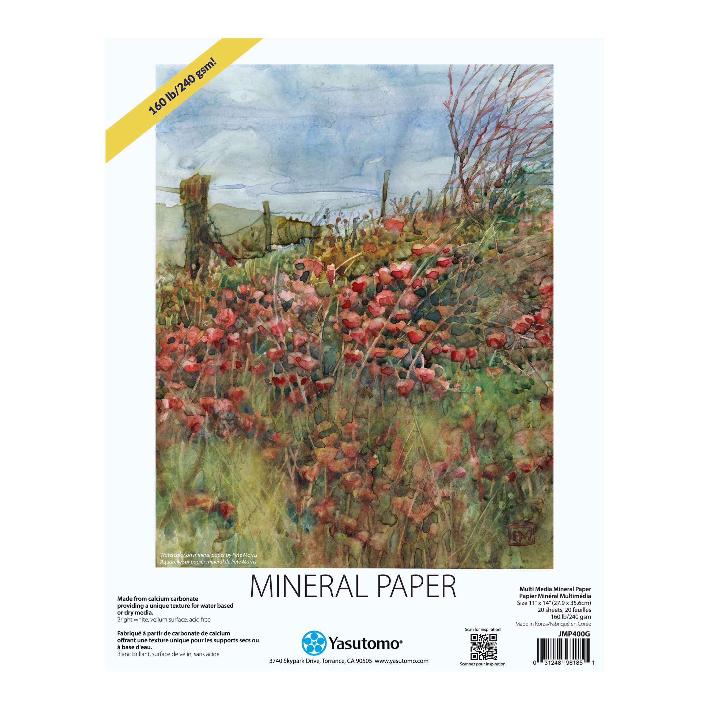 front cover of the 11" x 14" mineral paper pad