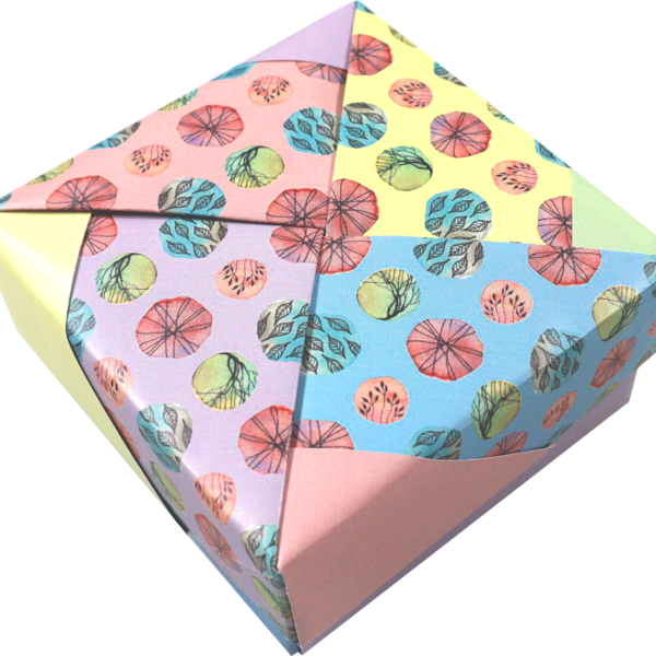 origami box made of Doodle Dots origami paper
