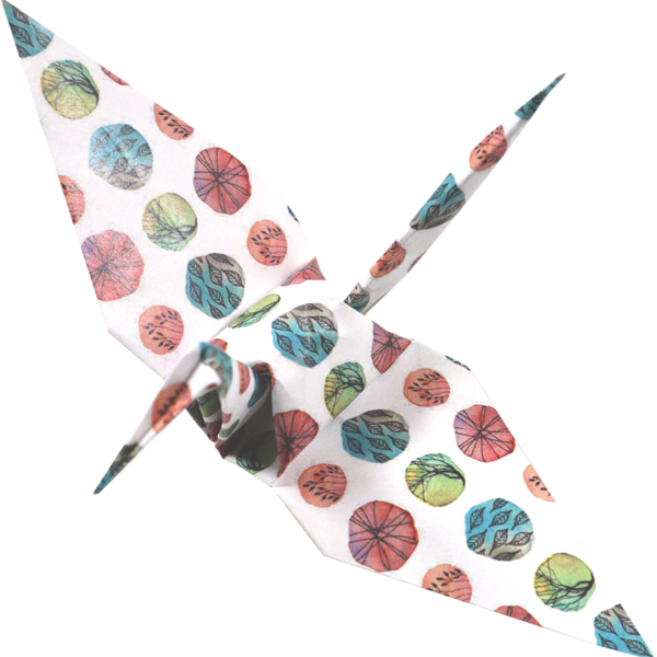 origami crane made with doodle dots origami paper