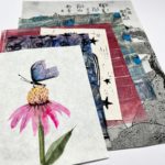 stack of paintings multimedia artwork on Asagami paper