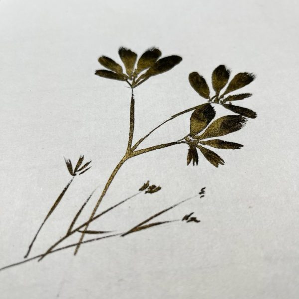 black and gold sumi flowers on Kozo paper