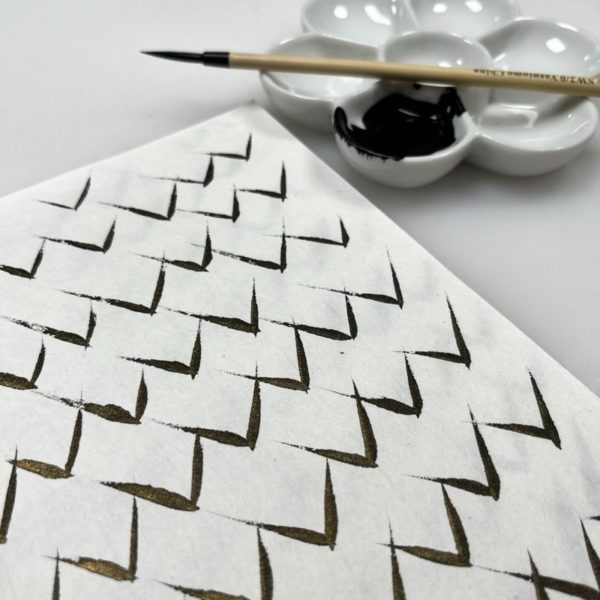 black and gold sumi marks on Kozo paper