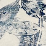 gray-blue leaves monoprint on Torinoko paper
