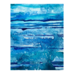 different shades of abstract horizontal blue watercolor lines on mineral paper