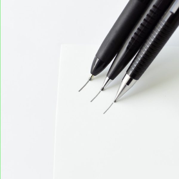 three Y&C Artist Pencils drawing lines of different thicknesses